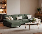 Furniwell Convertible Sectional Sofa Couch, 4 Seat Sofa Set by WellFurnitureHomeLifeWell