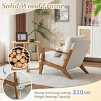 VINGLI Solid Wood Wide Armrests Accent Chair Set of 2, Upholstered Mid Century - Image 4