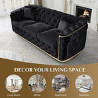DAMAIFROM Velvet Couch Black and Gold Sofa Luxury Loveseat 84.6" Mid Century - Image 8