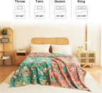 LUTBM Cotton Boho Blanket Queen Size Soft Summer Lightweight Bed Quilt Floral - Image 3