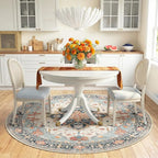 RELEANY Area Rugs Round 6ft Washable Non-Slip, Floral Vintage Distress Print - Image 2