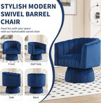 Swivel Accent Barrel Chair Set of 2- Cute Comfy Small Round Arm Chair Velvet - Image 6