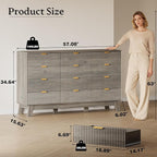 BORNOON 57" Wide Dresser for Bedroom, 12-Drawer Fluted Dresser - Image 2
