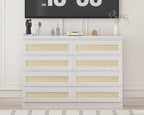 47 Inch Rattan 8 Drawer Dresser, Modern Farmhouse Chest of Drawers, Tv Stand - Image 4