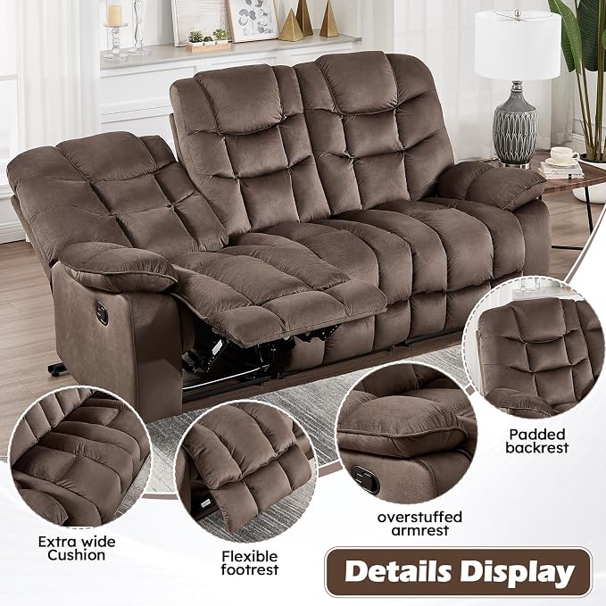 HAOMARKETS Manual Reclining Loveseat Sofa - Image 6