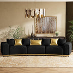 Oversized Luxury Chesterfield Sofa Set Velvet Black and Gold Couch - Image 4