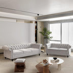 2 Piece Living Room Set, Velvet Chesterfield Sofa Loveseat Couch by ORRD