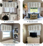 jinchan Ruffled Floral Valance Linen Shabby Chic Small Window Curtain 18 Inch - Image 9