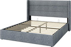 Allewie Queen Size Lift Up Storage Bed, Modern Wingback Headboard, Hydraulic - Image 9