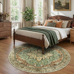 RELEANY Area Rugs Round 7ft Washable Non-Slip, Floral Vintage Distress Print - Image 2