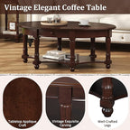 Merax 45" Vintage Oval Rubber Wood Coffee Table - Image 4