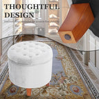 Homepop Home Decor | Upholstered Round Velvet Tufted Foot Rest Ottoman | Ottoman - Image 4