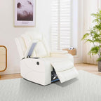 Power Recliner Chair with LED Lights, Leather Manual Recliner 1 Seat, Living - Image 3