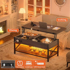 Aheaplus Coffee Table Lift Top Multi-Function Coffee Table Converts to Dining - Image 4