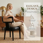 HNY Mid Century Modern Rattan Dining Chairs Set of 6, Farmhouse PU Leather - Image 5