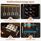 Unikito Wine Bar Cabinet with LED Light, Liquor Cabinet with Wine Rack and - Image 5