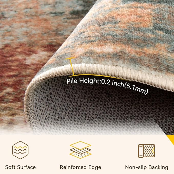 RELEANY Washable Area Rugs 4'x6' Non-Slip Modern Abstract Soft - Image 5