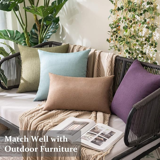 MIULEE Pack of 2 Decorative Outdoor Solid Waterproof Throw Pillow Covers Euro - Image 5