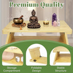 Floor Table, Altar Table Paulownia Folding Design, Low Meditation Table - Image 4