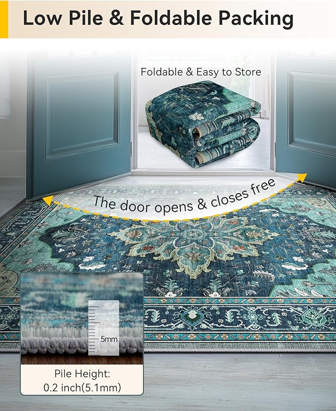 RELEANY Area Rugs 2'x9' Runner Rug Non Slip Washable - Image 4