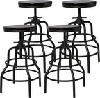 LOKKHAN 4-Pack Industrial Bar Stools, Heavy-Duty Black Metal Frame by LOKKHAN