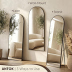 Antok 56" x15” Arched Full Length Floor Mirror, Free Standing/Wall Mount/Leaning - Image 3