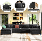 146" Cloud Couch Sectional, U Shaped Modular Sectional Sofa, 4-Seat Deep Seat - Image 3