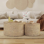 Nesting Coffee Table Set of 2, Rustic Crate and Barrel Coffee Table, Hand-Woven by Giofanzo
