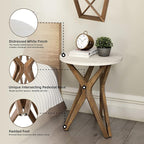 Pedestal Farmhouse End Table, Distressed Top - Image 3