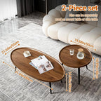 Garvee Nesting Coffee Table Set of 2, 2-Piece Walnut Coffee Tables, Mid Century - Image 3