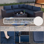 Kullavik Outdoor Patio Furniture Set 6 Pieces Sectional Rattan Sofa Set Brown - Image 2