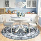 RELEANY Area Rugs Round 6ft Washable Non-Slip, Floral Vintage Distress Print - Image 2
