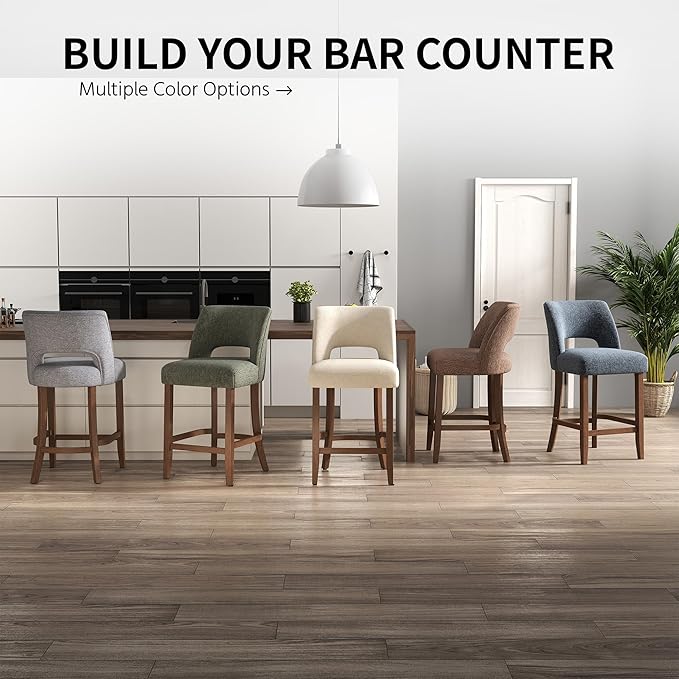 VKNOW Bar Stools Set of 4, Upholstered Counter Height Bar Stools, Modern - Image 8