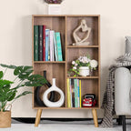 5 Cube Small Bookshelf, 3 Tier Mid-Century Modern Bookcase - Image 4