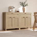 SICOTAS Sideboard Buffet Storage Cabinet Set of 2, Rattan Credenza Buffet Table - Image 2