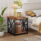 GreenForest End Table with 2-Tier Storage Shelf, 19.7 inch Side Table - Image 9