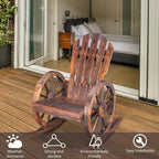 Outvita Adirondack Rocking Chair Set of 2, Wood Wagon Rocker, Outdoor Wooden - Image 5