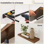 Fun Memories Floating Shelves for Wall, 12 Inch Set of 3 Rustic Wood Wall - Image 8