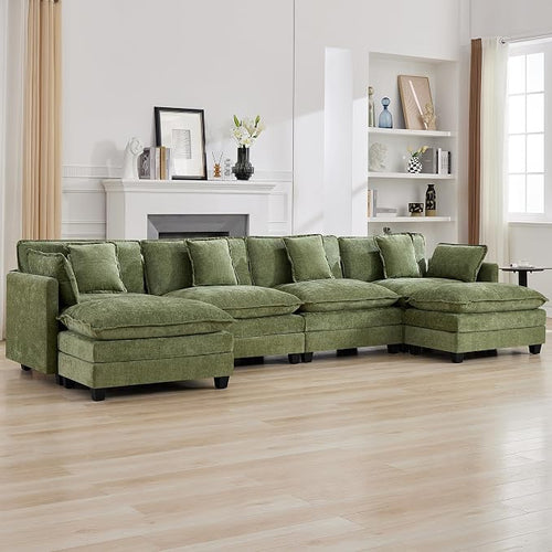 147'' Sectional Cloud Deep Seat Couch, Oversized Chenille U Shaped Sectional by WUTUTUEE