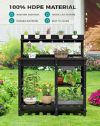 SERWALL Outdoor Potting Bench 2-Piece Set, Rot-Resistant HDPE Potting Table - Image 7