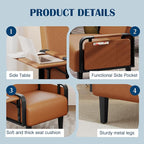 Andeworld Modern Brown Accent Chair, PU Leather Upholstered Armchair Side Chair - Image 4