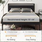 SHA CERLIN 14 Inch Queen Size Metal Platform Bed Frame - Image 7