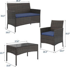 GAOMON 4-Piece Patio Furniture Set, Modern PE Rattan Conversation Set - Image 2