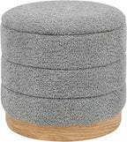 Round Storage Ottoman with Reversible Tray Lid, Folding Chenille Fabric by ZOLANOful