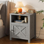 Marsail Farmhouse Nightstand Set of 2, Wood Bedside Table - Image 8