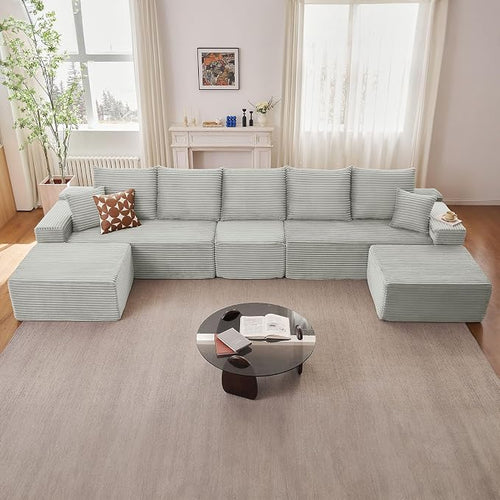167.7" Sectional Cloud Couch for Living Room, Modular Floor Deep-Seat Sofa by Lakifun