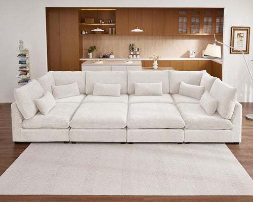 154" Oversized Chenille Couch Modular Sectional Sofa, Washable Cloud Couch by CHICHOUSE
