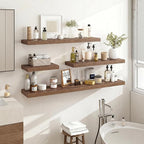Acovy 32 Inch Floating Shelves, 3D Textured Wood Grain, Wooden Shelves - Image 2