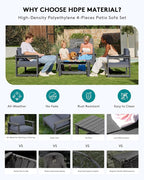 SERWALL 3 Pieces HDPE Outdoor Bistro Sofa Set - Image 3