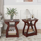 FROMJBEST End Tables Living Room Set of 2, Cherry End Table - Image 4